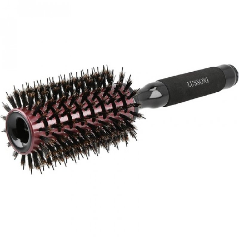 T4B LUSSONI Natural Style Detangling Wooden Round Styling Hairbrush with Removable Pin 38mm 1.5 inch