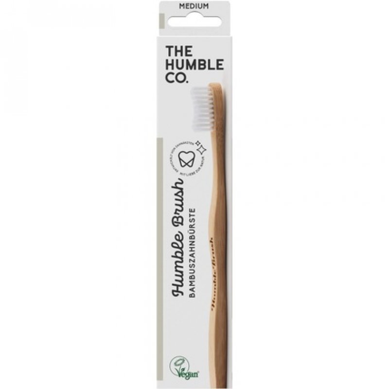 The Humble Co. Bamboo Toothbrush White Medium Bristles Biodegradable Environmentally Friendly Vegan Recommended by