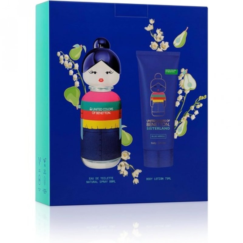 Benetton Sisterland Blue Neroli Gift Set for Women EDT 80ml Body Lotion 75ml - Long Lasting - Young, Modern and Fresh