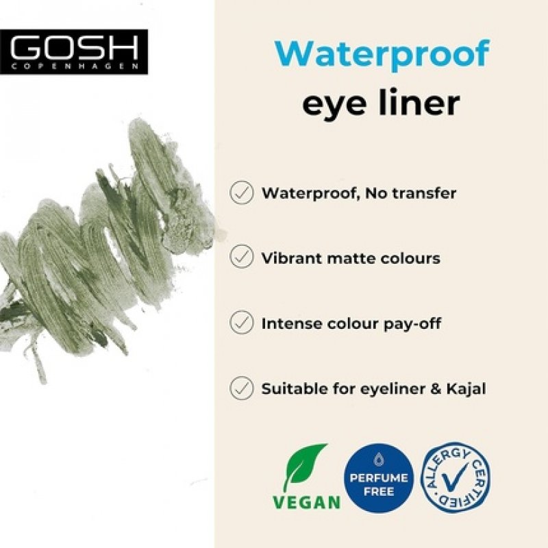 GOSH Matte Eyeliner in Intense Black Creamy Soft Texture High Coverage Ideal for Smokey Eyes Perfect with Mascara Vegan