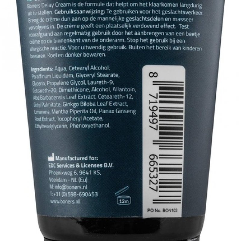 Boners Delay Cream Potency Agent for Delaying Orgasm and Longer Endurance 100ml