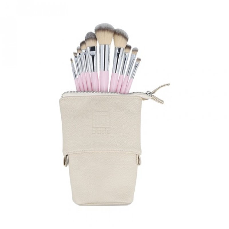 ilu Basic Set 10 Makeup Brushes with Pink Bag