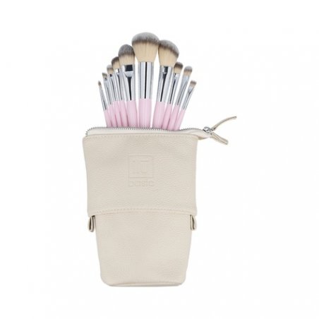 ilu Basic Set 10 Makeup Brushes with Pink Bag