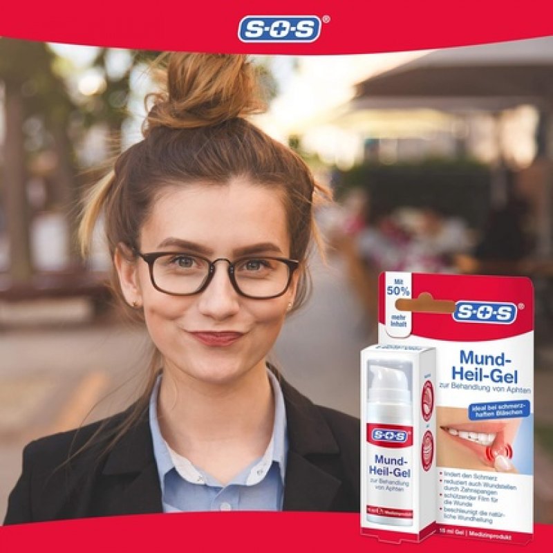 SOS Mouth Healing Gel for Relief of Pain from Aphthae on Tongue, Oral Mucosa and Lips, Also for Minor Wounds from