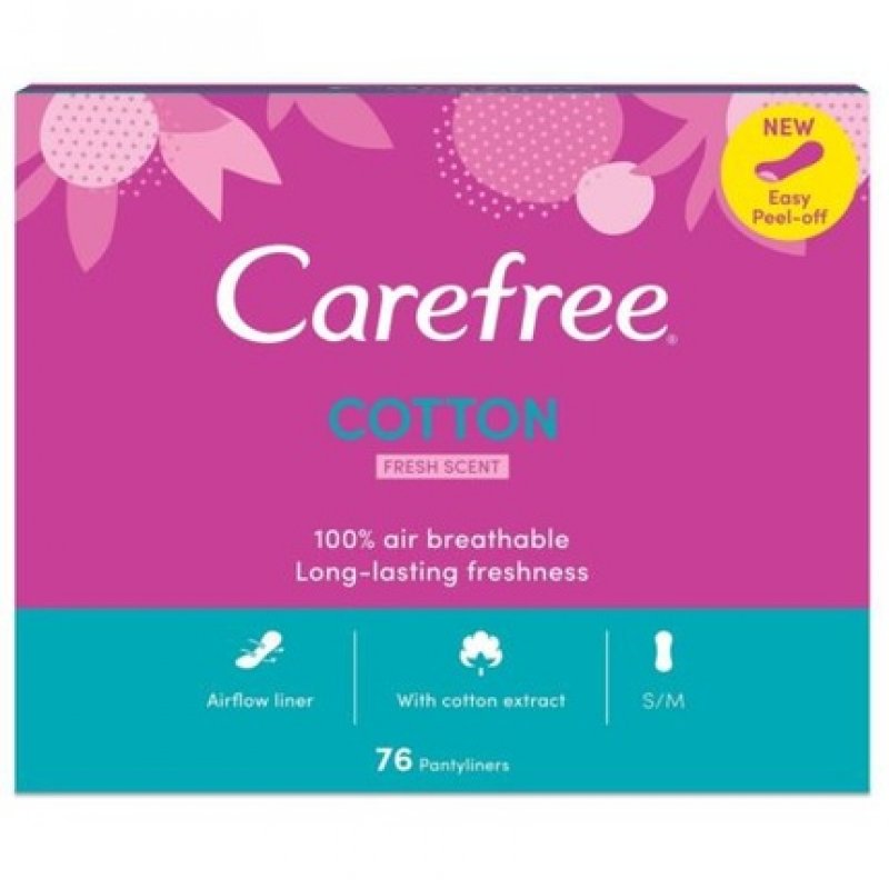Cotton Sanitary Pads Fresh Scent 76 Count Carefree