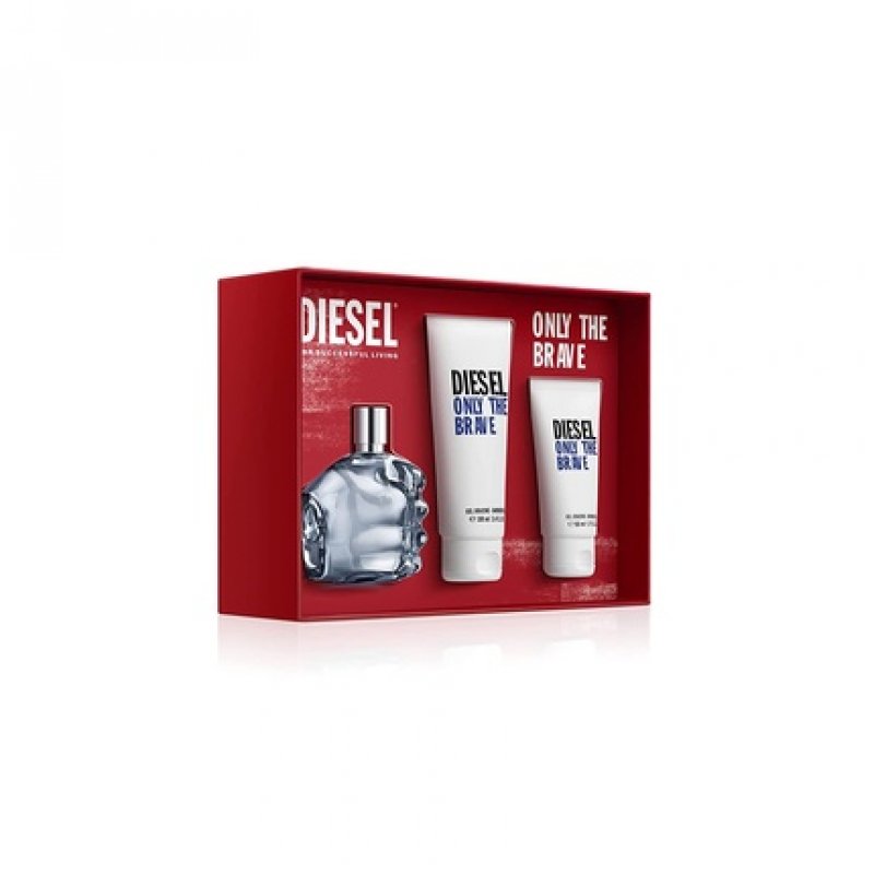 Diesel Only The Brave Eau De Toilette Spray Cologne for Men Cedarwood Accord Lemon and Rosemary Leaves Gift Set - 2.5