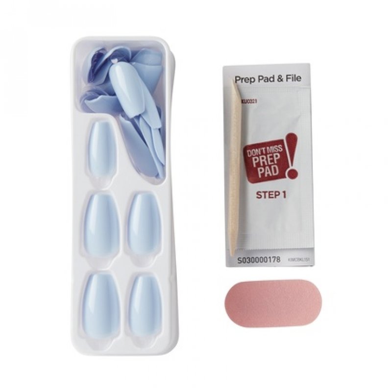 Kiss Impress Color Medium Coffin Press-On Nails, Cloudless, 30 Count