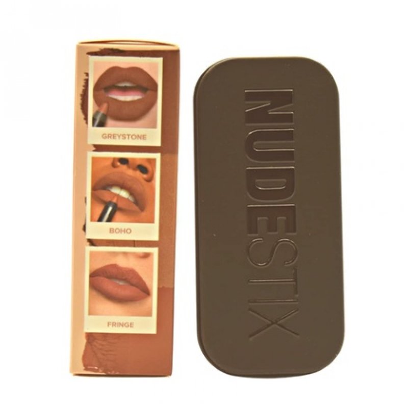 Nudestix Mini 90's Nude Lips 3-Piece Kit Magnetic Matte Lip Color in Greystone and Boho, and Intense Matte Lip Cheek