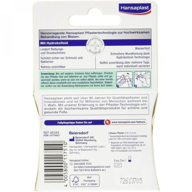 Hansaplast Sos Blister Plaster Large 5 Pieces - Pack of 2