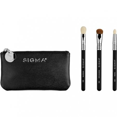 Sigma Beauty Glam 'N Go Mini Eye Brush Set Complete Eye Makeup Travel Kit 3 Synthetic Makeup Brushes and Beauty Bag