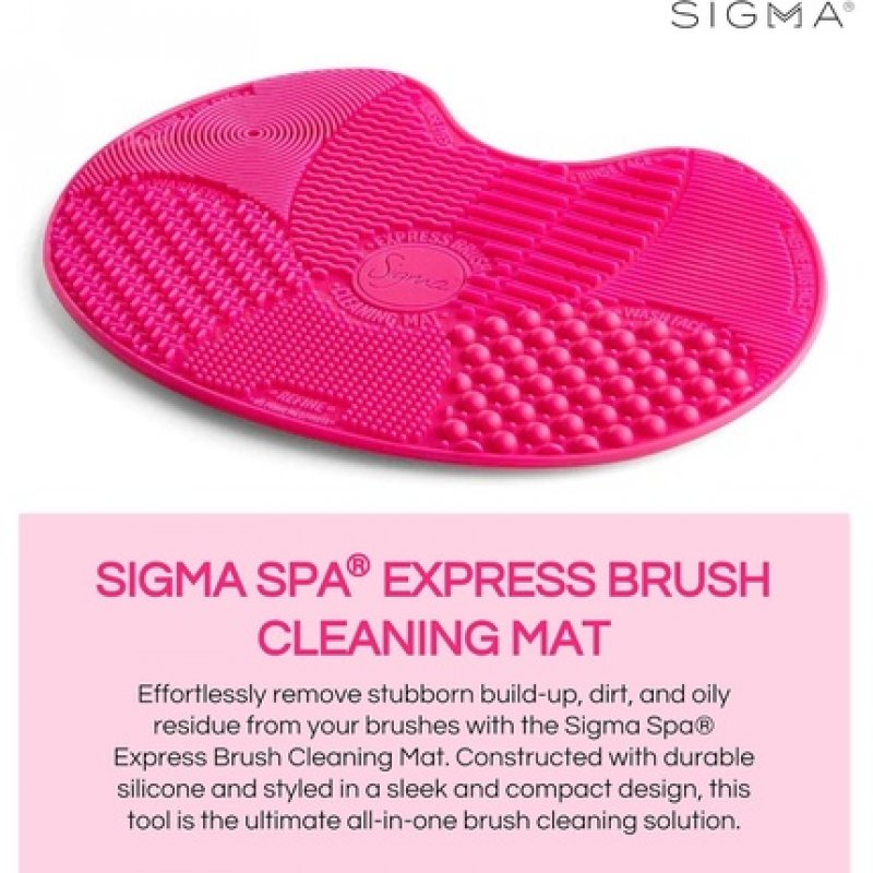 Sigma Beauty Makeup Brush Cleaner Mat - Sigma Spa Express Silicone Makeup Brush Cleaning Mat with Suction Cups for