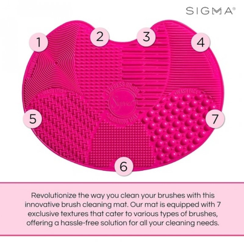 Sigma Beauty Makeup Brush Cleaner Mat - Sigma Spa Express Silicone Makeup Brush Cleaning Mat with Suction Cups for