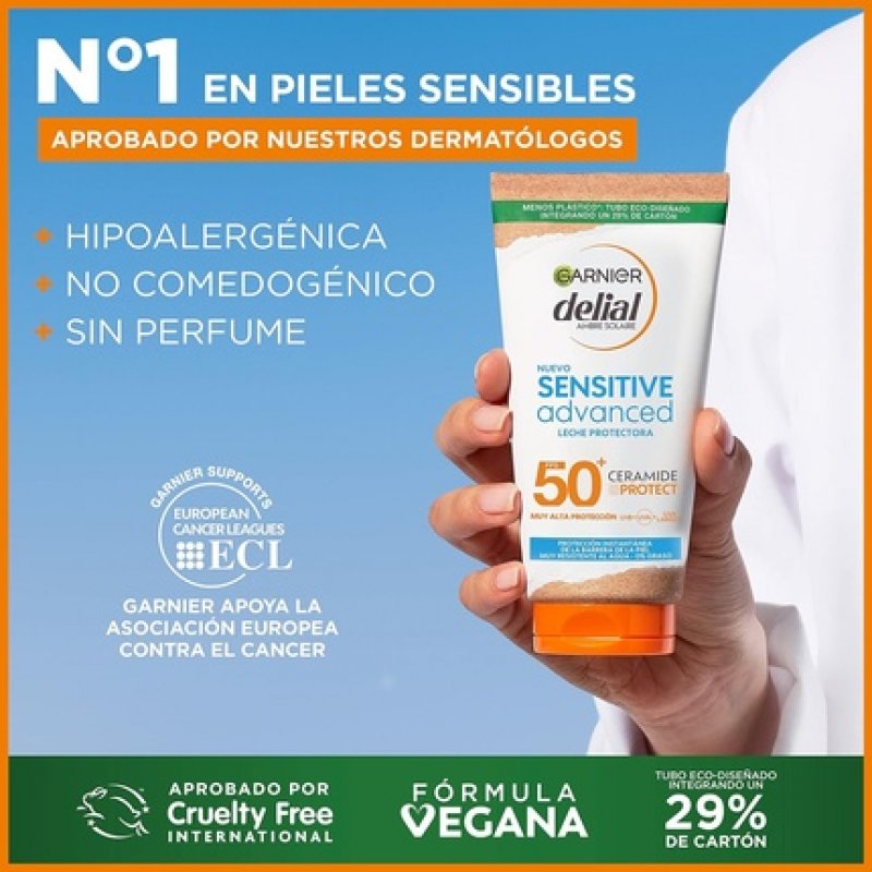 Garnier Delial Sensitive Advanced Sunscreen for Clear, Sensitive, and Sun-Intolerant Skin IP50 175ml