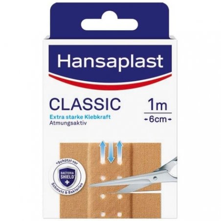 Hansaplast Classic Plaster 1m x 6cm with Extra Strong Adhesive and Bacteria Shield