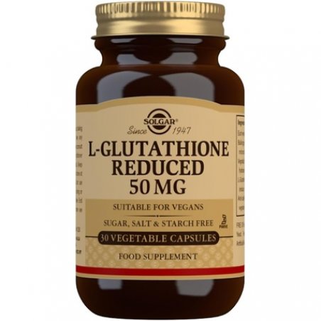 Solgar L-Glutathione Reduced 50mg Vegetable Capsules Detoxification of the Liver Glutamic Acid Cysteine and Glycine