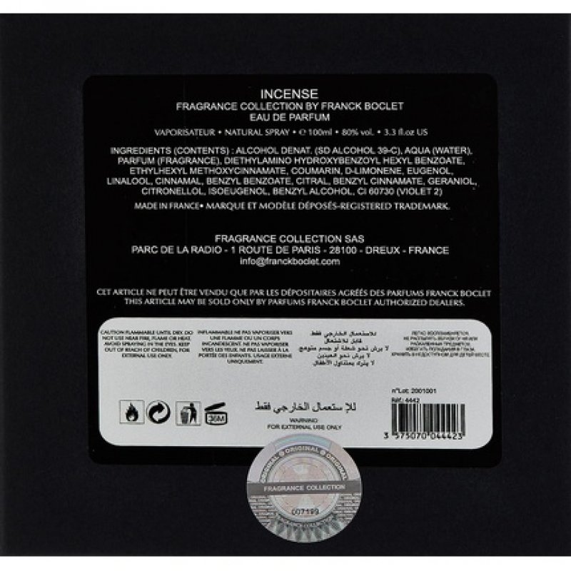 Franck Boclet Incense Eau De Parfum 100ml