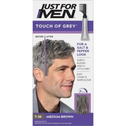 Just For Men Touch of Grey Medium Brown Hair Dye No Mix Comb-In Applicator for a Natural Salt & Pepper Look Ammonia &