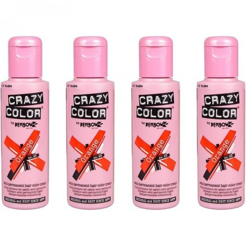 Renbow Crazy Colour Semi-Permanent Hair Colour Creams 100ml Orange - Pack of 4