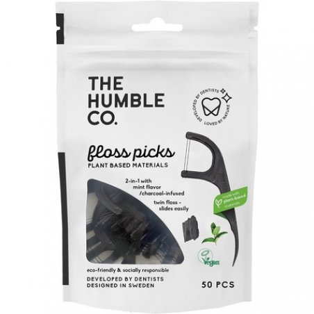The Humble Co. Plant Based Floss Picks Charcoal 50 Count