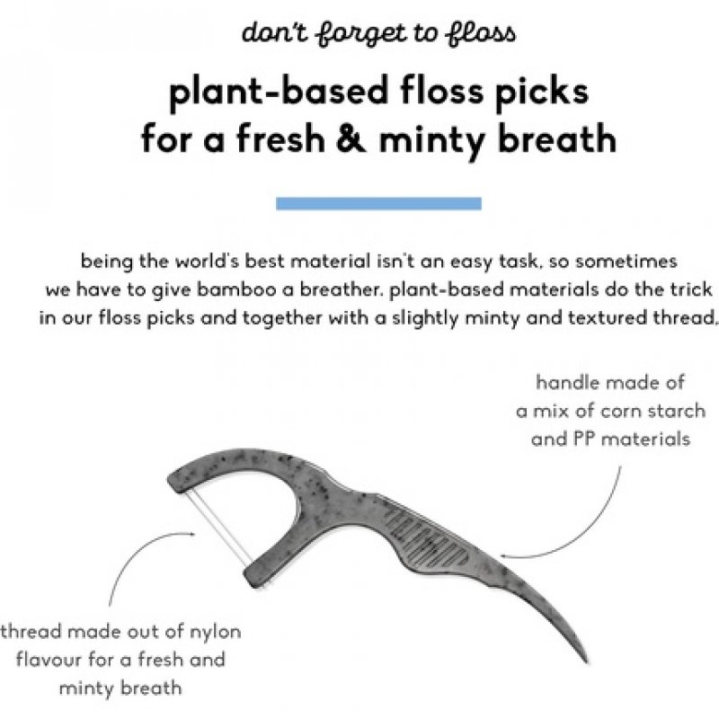 The Humble Co. Plant Based Floss Picks Charcoal 50 Count