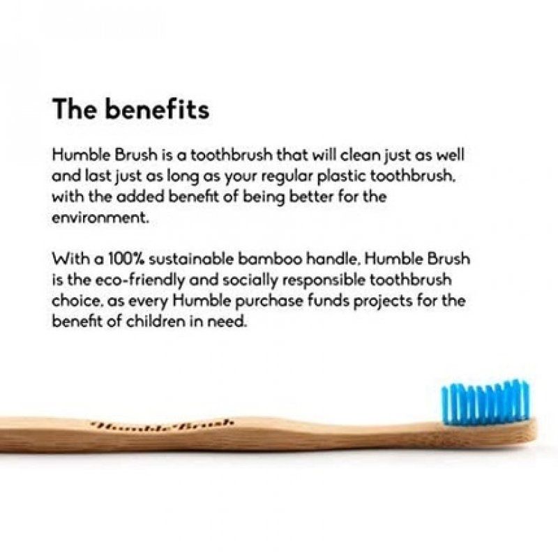The Humble Co. Bamboo Toothbrush Blue Medium Bristles Biodegradable Eco-Friendly Vegan Dentist Approved