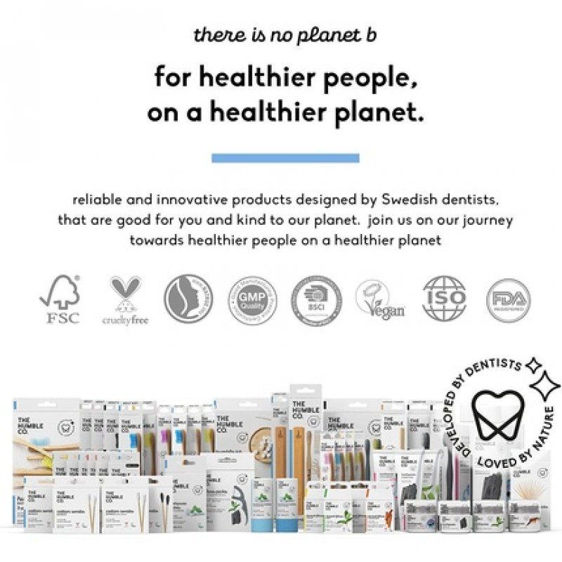 The Humble Co. Bamboo Toothbrush Blue Medium Bristles Biodegradable Eco-Friendly Vegan Dentist Approved