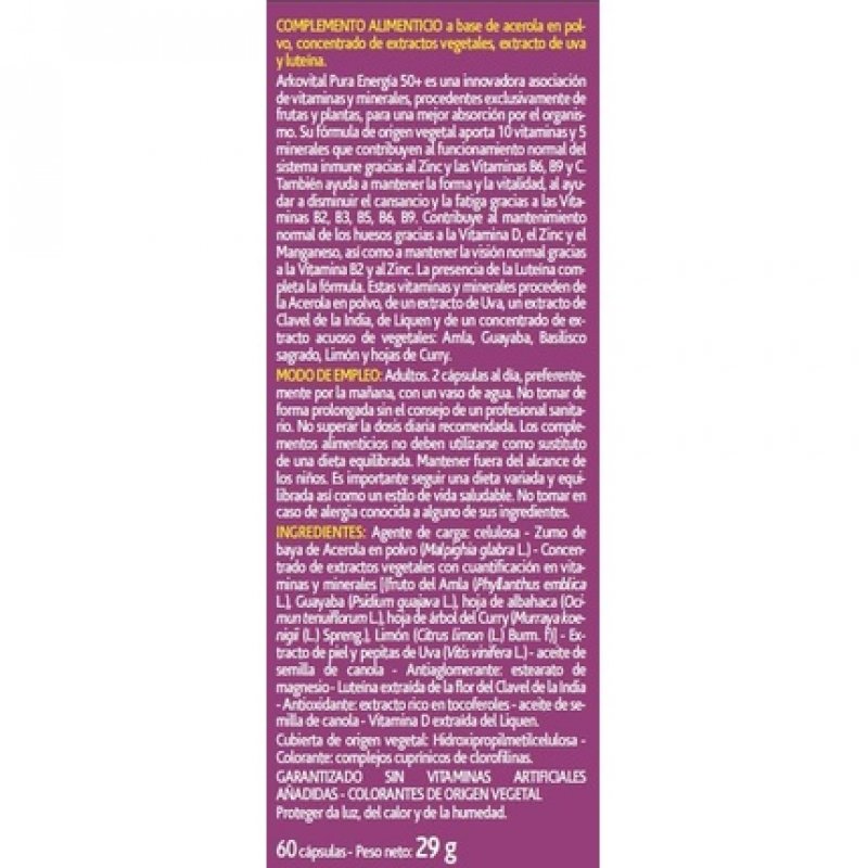 Arkovital Pura Energia 50 60 Capsules