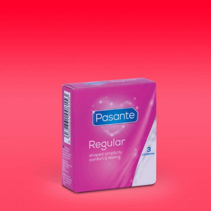 Pasante Regular Anatomically Shaped Condoms with Extra Wide Head 3 Count