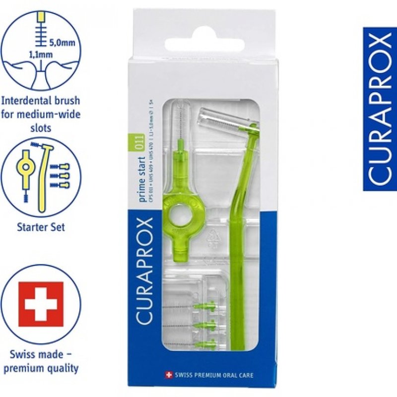 Curaprox CPS 011 Prime Start Interdental Brush Kit Lime Green