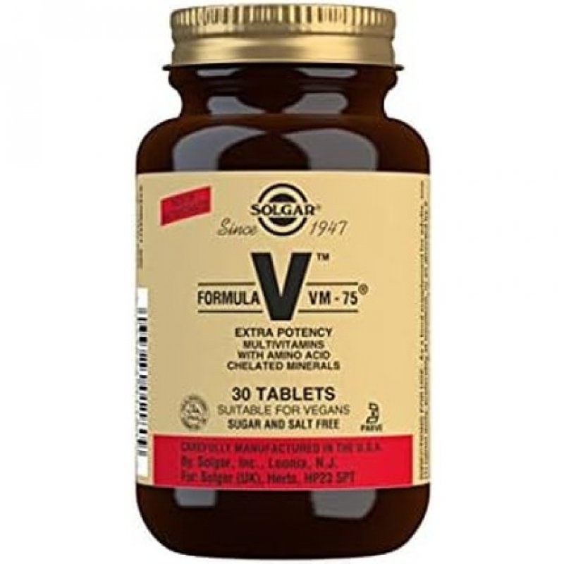 Solgar Formula VM-75 Tablets Helps Reduce Tiredness and Fatigue Multivitamin Including Vitamins B and C Vegan Kosher
