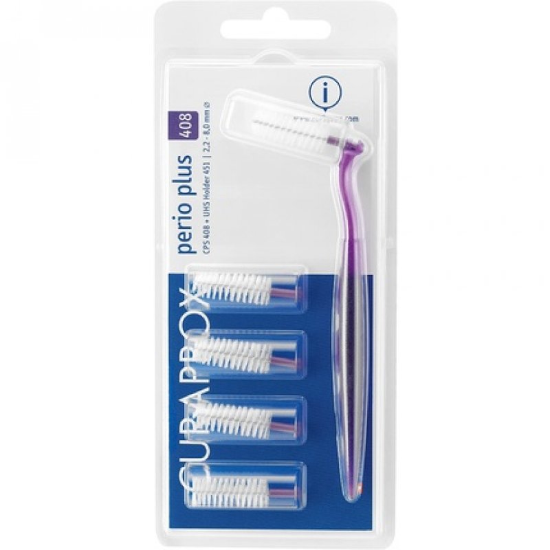 Curaprox Interdental Brushes CPS 408 perio plus Set of 5 Brushes Violet 2mm Diameter 8mm Effectiveness with Holder UHS