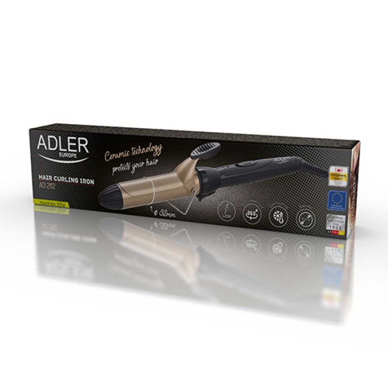 Adler AD 2112 brosse soufflante et fer à lisser Fer à friser À chaleur Noir, Or rose 55 W