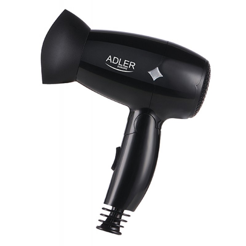 ADLER AD-2251 Travel Hair Dryer 1400W Compact Foldable with 2 Temperatures and Speeds Polymer Black