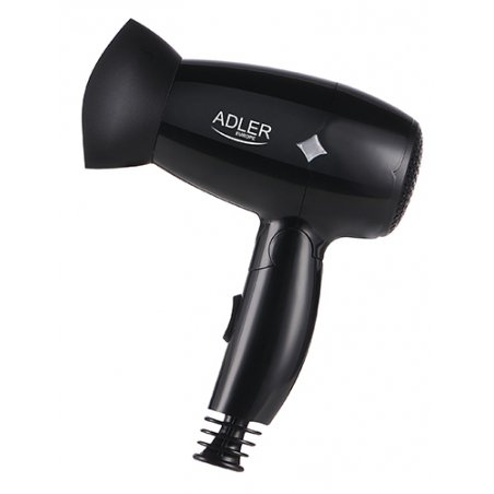 ADLER AD-2251 Travel Hair Dryer 1400W Compact Foldable with 2 Temperatures and Speeds Polymer Black