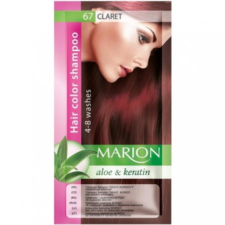 Marion Hair Dye Shampoo in Bag Semi-Permanent Color with Aloe and Keratin 67 Claret