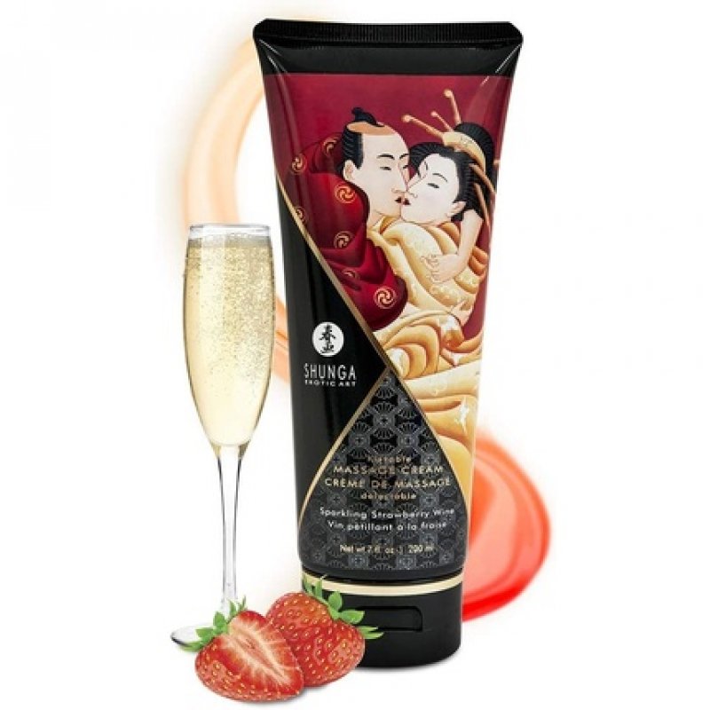 Shunga Strawberry Cream Massage with Cava 200ml