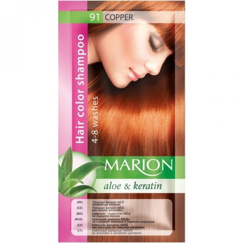 Marion Hair Dye Shampoo in a Bag Semi-Permanent Color with Aloe and Keratin 91 Copper