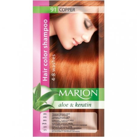 Marion Hair Dye Shampoo in a Bag Semi-Permanent Color with Aloe and Keratin 91 Copper