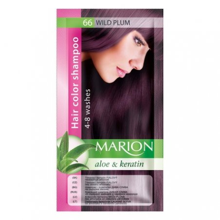 Marion Hair Dye Shampoo in Bag Semi-Permanent Color with Aloe and Keratin 66 Wild Plum