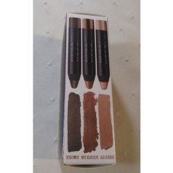 Nudestix Metallicas for Eyes Burnish, Nudity & Smoke with Sharpener and Case - Pack of 3