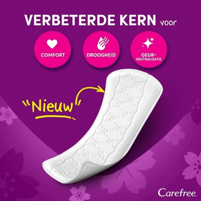 Carefree Plus Large Panty Liners with Improved Core Fresh Scent Absorbency Level 3 Size L Extra Wide