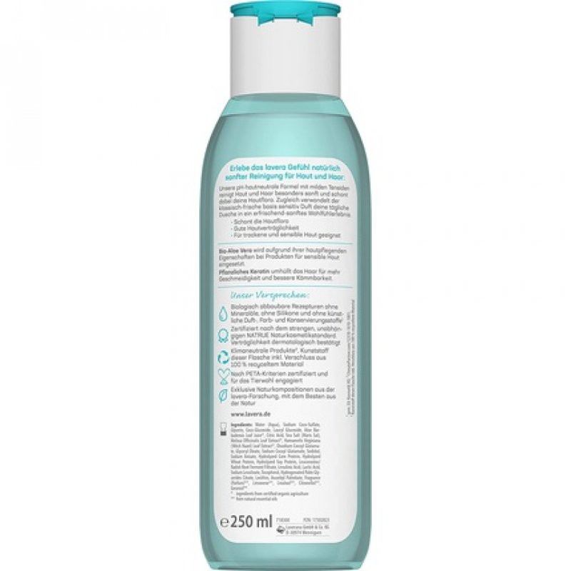lavera Basis Sensitive 2in1 Shower Gel with Organic Aloe Vera and Plant Keratin 250ml