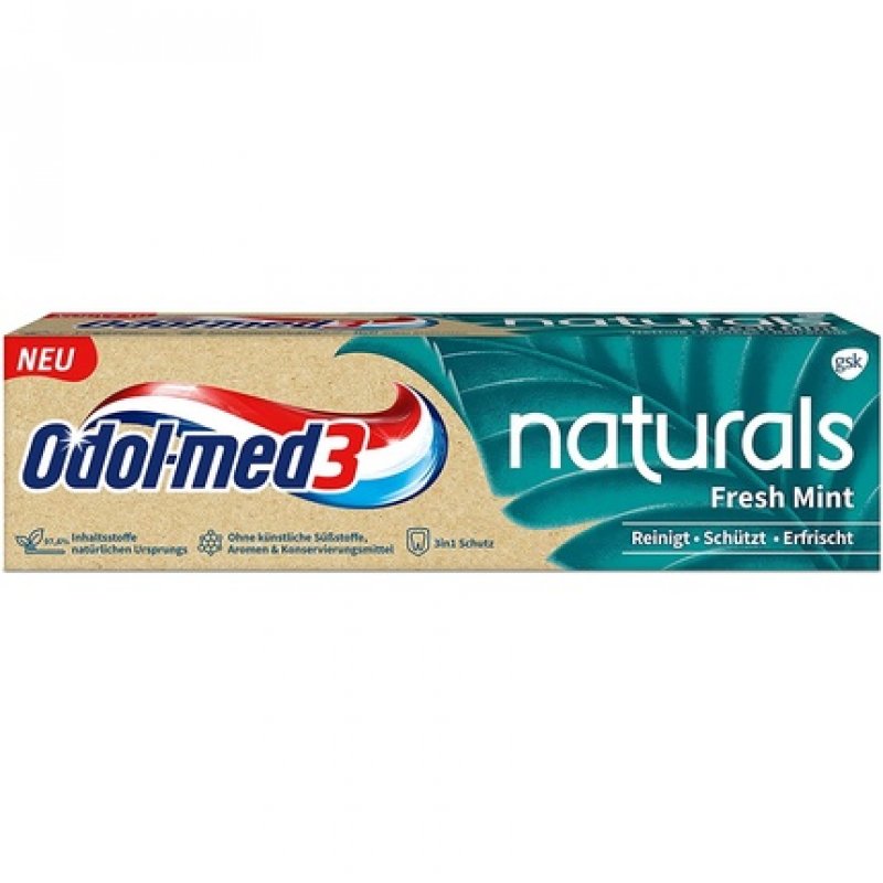 Odol-med3 Naturals Fresh Mint 3in1 Toothpaste for Strong Teeth, Healthy Gums and Fresh Breath 75ml