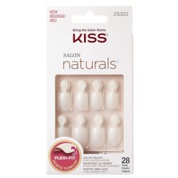Kiss Salon Naturals Double Take Artificial Nails with Glue 28 Nails White - 32g