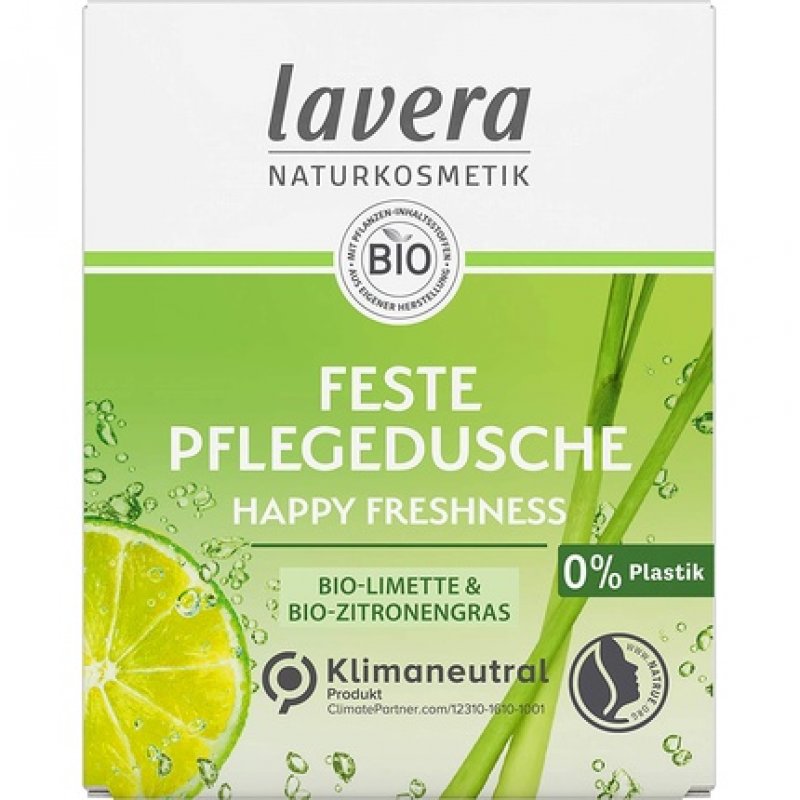 lavera Solid Care Shower Happy Freshness with Organic Lime and Organic Lemongrass 50g