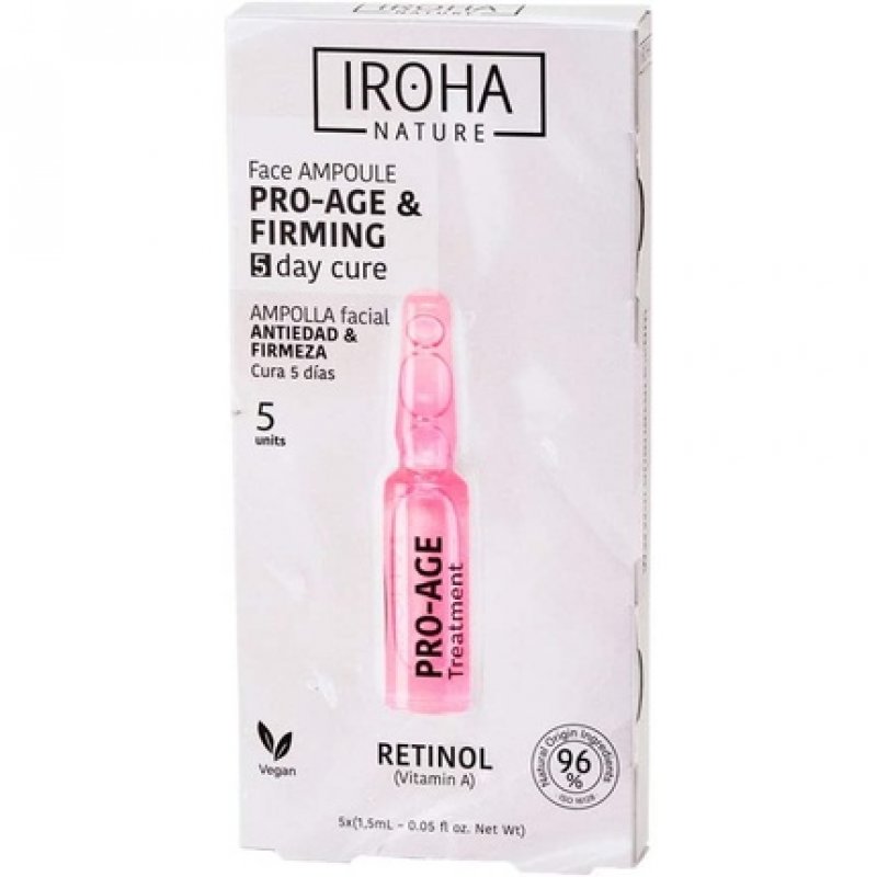 Iroha Nature Facial Ampoules Anti-Aging with Retinol Daily Treatment 5 Units 1.5ml - Pack of 5