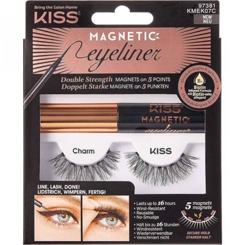 KISS Magnetic Lash Collection Eyeliner & Lash Kit 1 Pair of False Eyelashes and Magnetic Eyeliner Charm Reusable