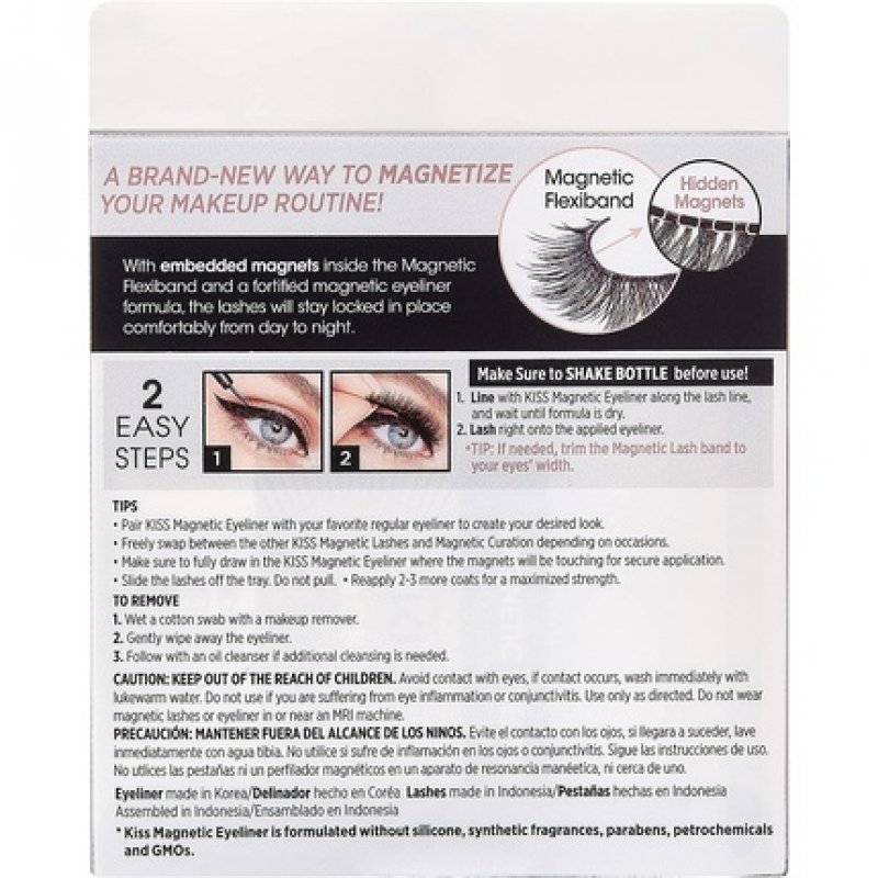 KISS Magnetic Lash Collection Eyeliner & Lash Kit 1 Pair of False Eyelashes and Magnetic Eyeliner Charm Reusable