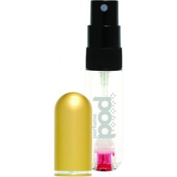 Perfume Pod Clear Refillable Perfume Atomizer with Spray and Genie-S Refill Gold