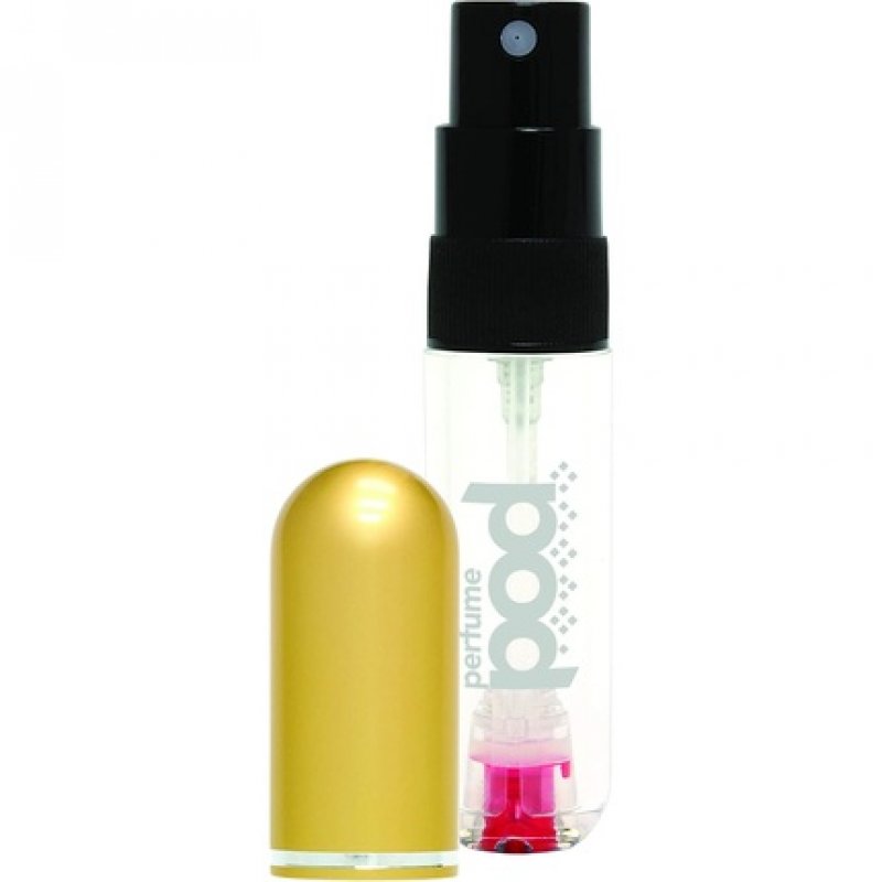 Perfume Pod Clear Refillable Perfume Atomizer with Spray and Genie-S Refill Gold